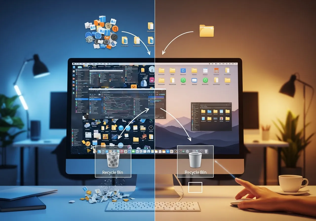 Visual representation of digital decluttering process workflow